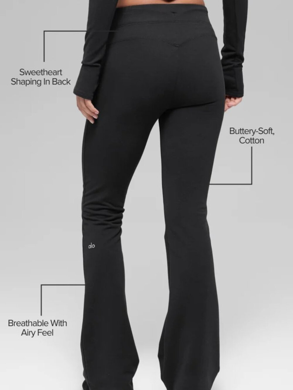 Women's Alo Sway Bootcut Sweatpant Black Leg lengthening casual flared pants🌙 - Picture 6 of 11